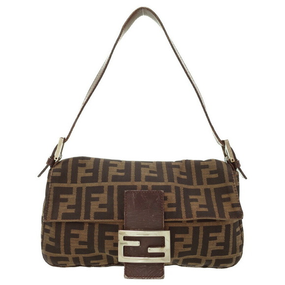 Fendi Handbags - Fendi Zucca Baguette Shoulder Bag Handbag Brown